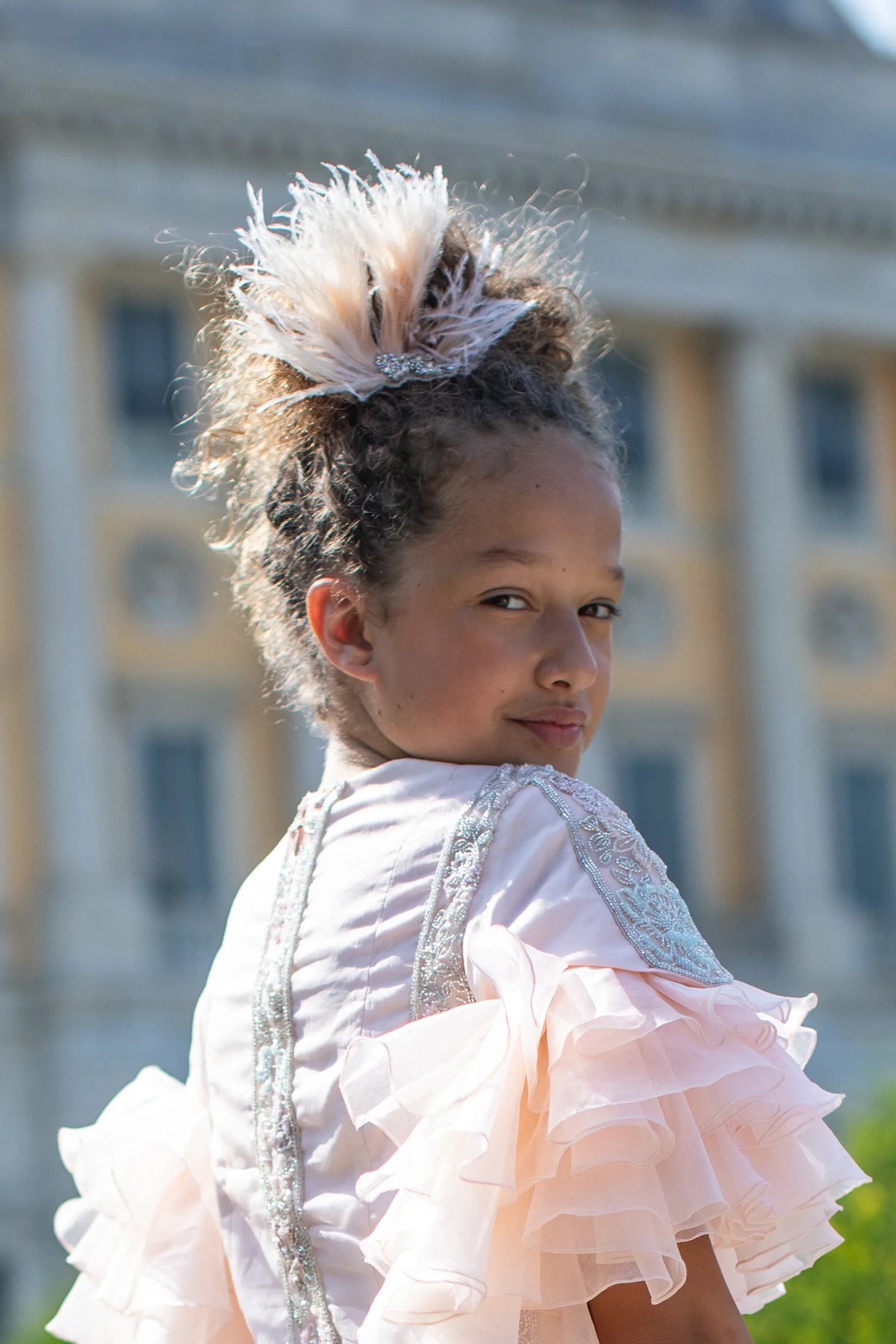 Peach Feather Clip